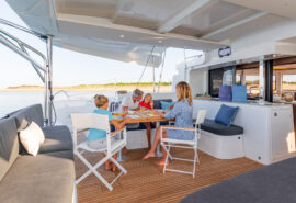 Acacia Agave Catamaran onboard family dining interior