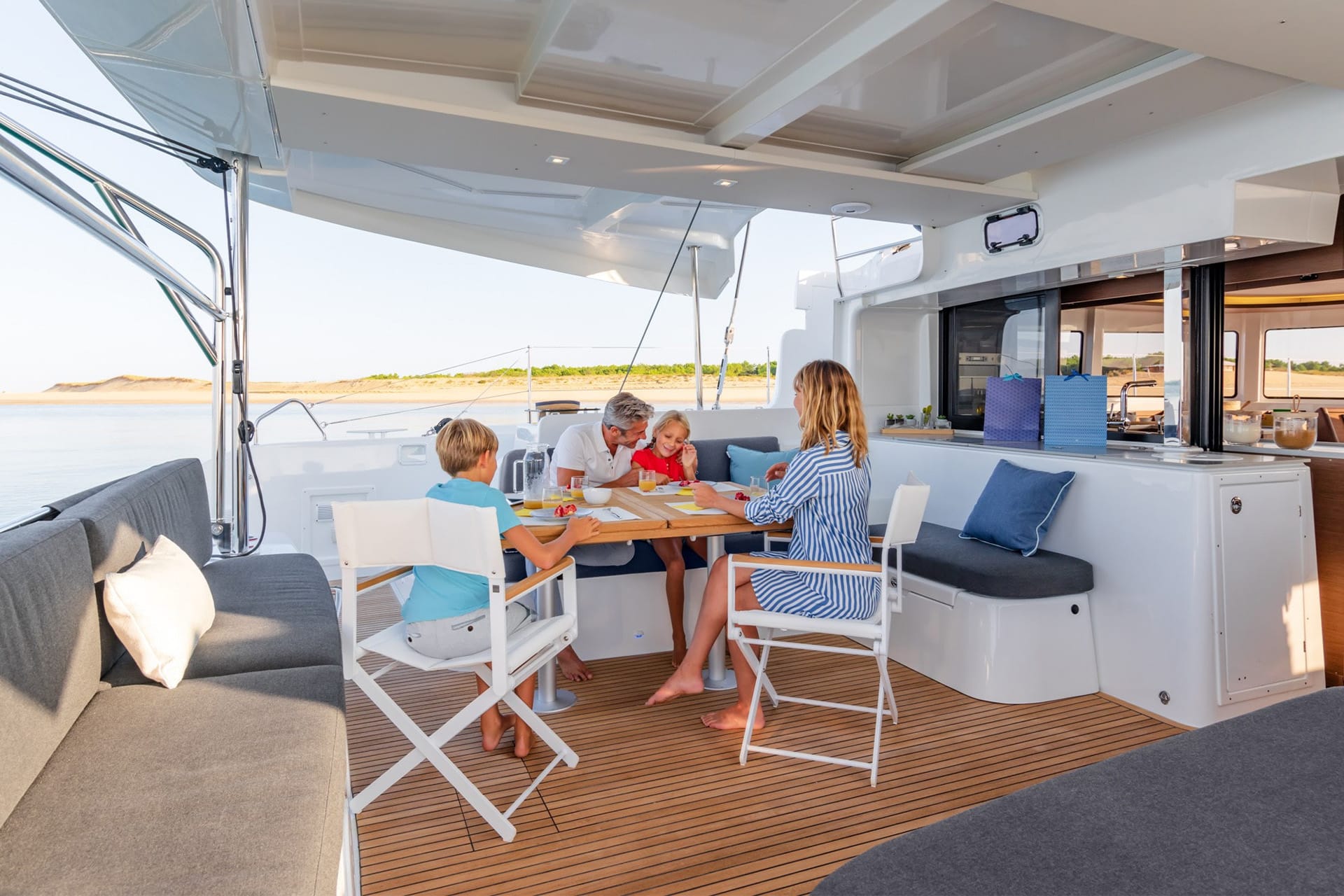 Acacia Agave Catamaran onboard family dining interior