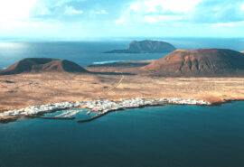 Aerial view of island of Lanzarote, Canary islands
