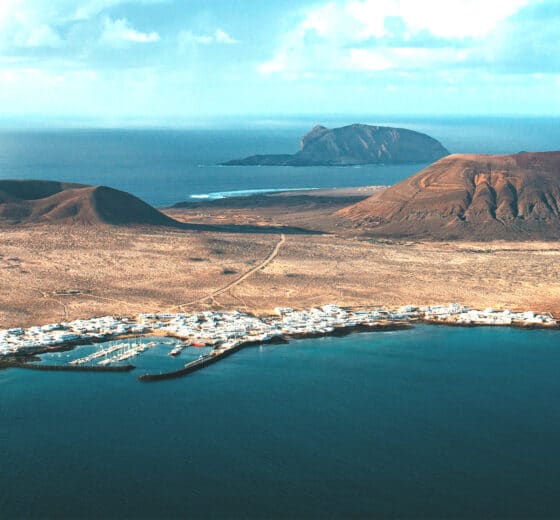 Aerial view of island of Lanzarote, Canary islands