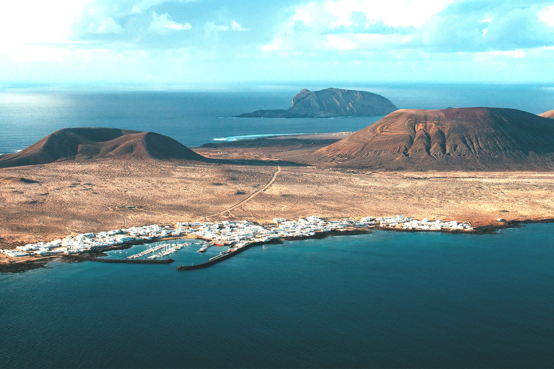 Aerial view of island of Lanzarote, Canary islands
