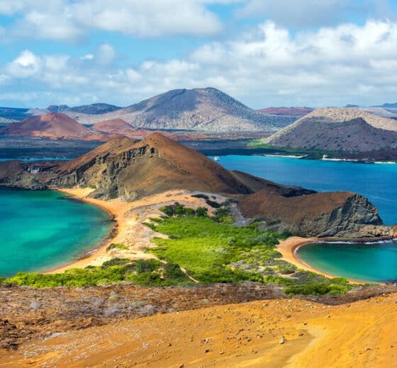 Aerial view of the Galapagos islands landscape, Ecuador, South America