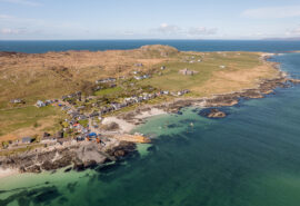 Aerial view of the island of Iona, Inner Hebrides, Scotland