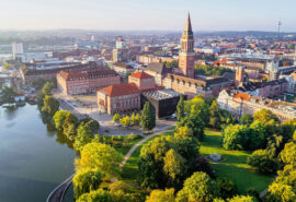 Aerial view overlooking city of Kiel, Germany