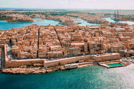 Aerial view of Valetta, city in Malta, Europe, Mediterraneanjpg