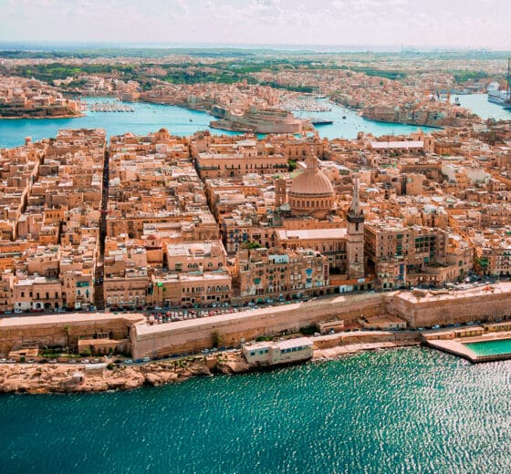 Aerial view of Valetta, city in Malta, Europe, Mediterraneanjpg