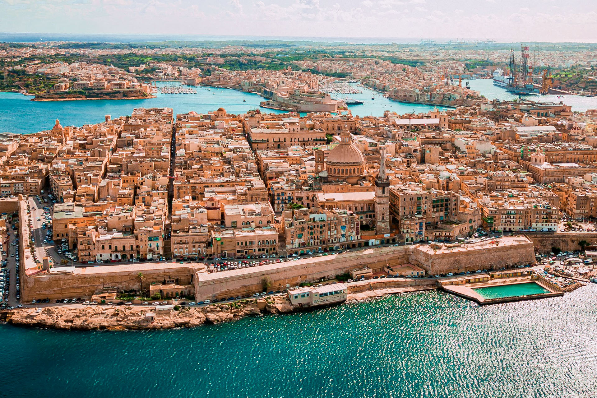 Aerial view of Valetta, city in Malta, Europe, Mediterraneanjpg