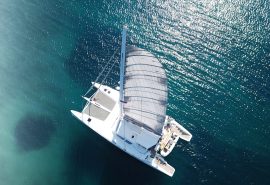 Agave Catamaran Sailing from above