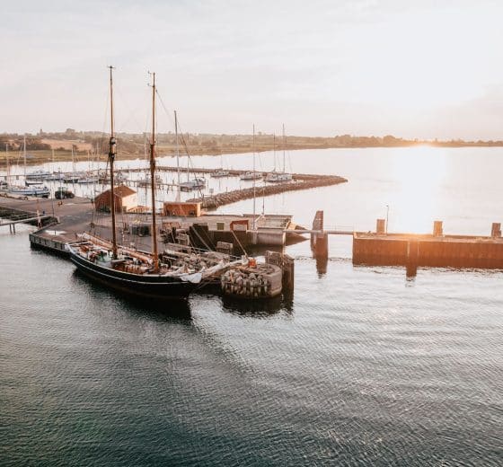 Schooner Aron moored Lyo sailing in Denmark