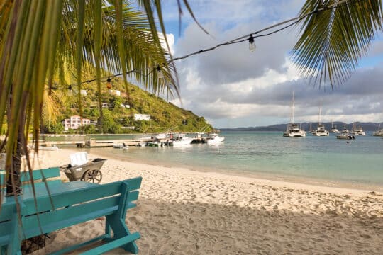 BVIs view of beach in the British Virgin Islands beach bar