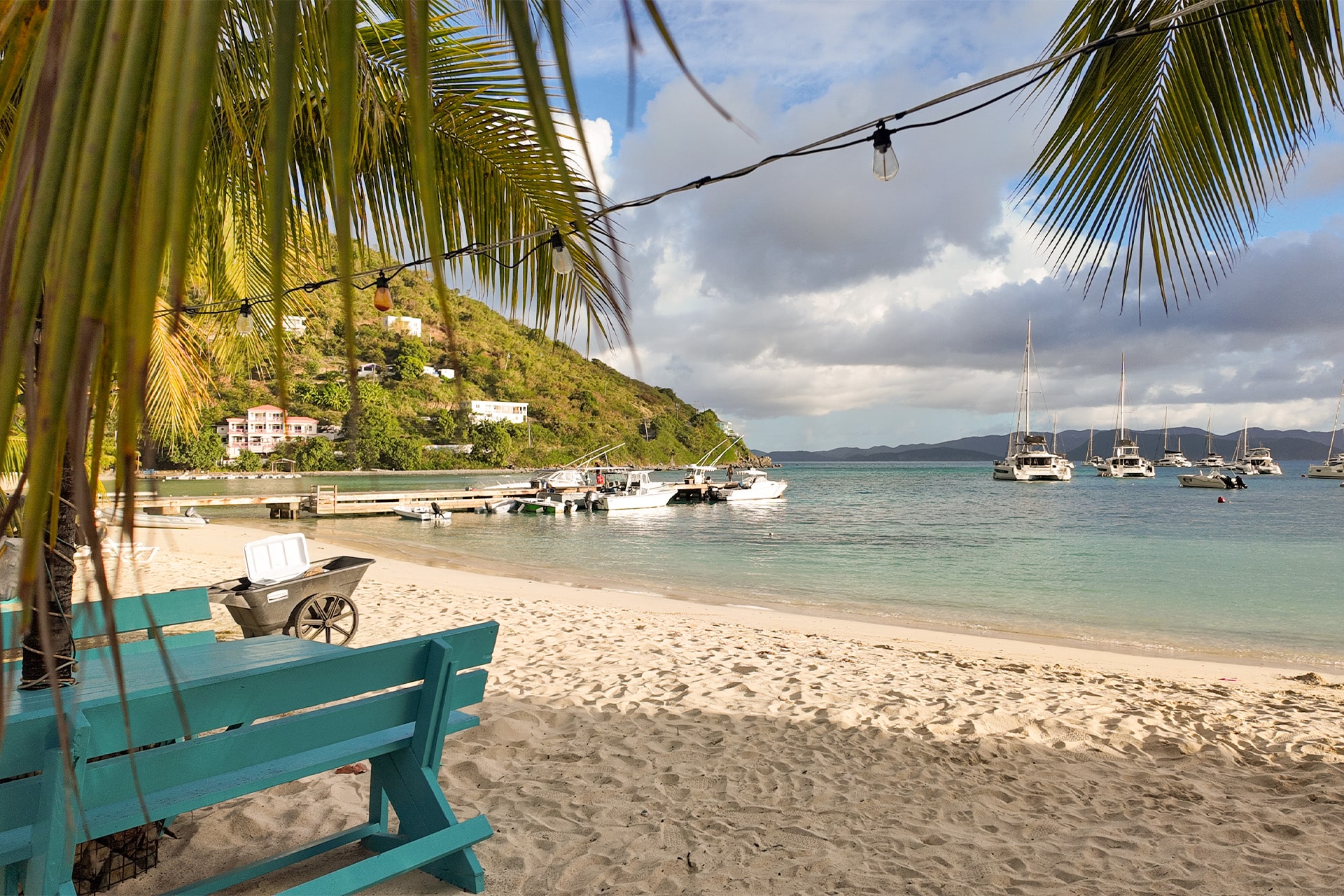 BVIs view of beach in the British Virgin Islands beach bar