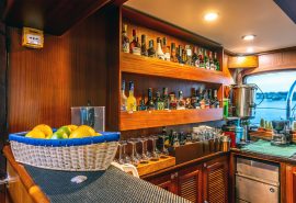 Bar on board Chronos and Rhea Sailing Classics interiors