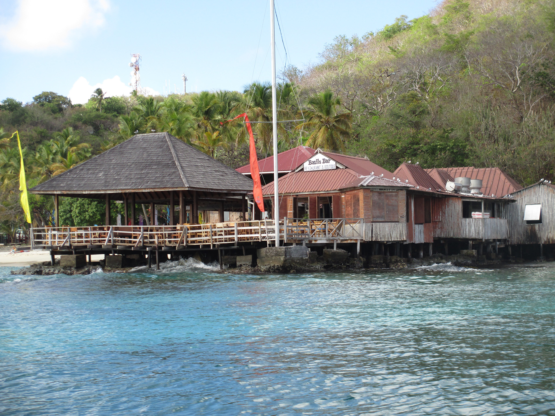 View from the water of Basil's Bar, Mustique