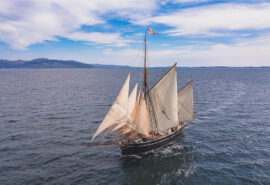 tall ship Bessie-Ellen-Sailing-Staffa-island Scotland