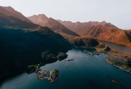 Bessie Ellen anchored in the mountains of the Hebrides Scotland