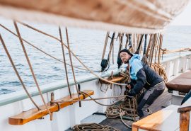 Bessie Ellen guest checking sails