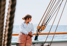 Bessie Ellen guest looking out to sea