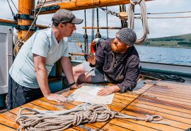 Bessie Ellen guest navigation on deck