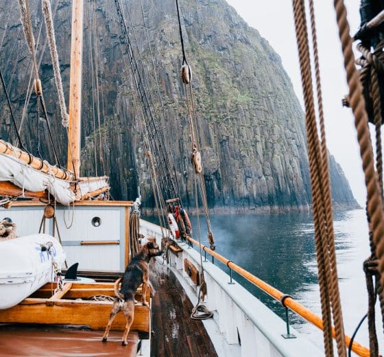 Bessie Ellen sailing in misty Scotland