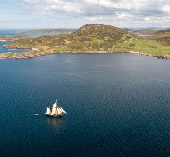 Bessie Ellen sailing into Loch Broom, Hebrides, Scotland