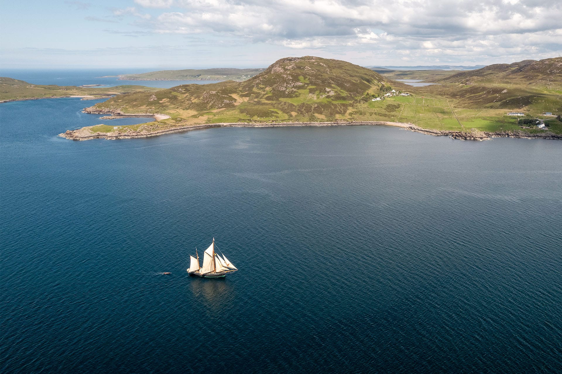 Bessie Ellen sailing into Loch Broom, Hebrides, Scotland