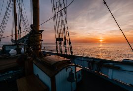 Bessie Ellen sunset on board