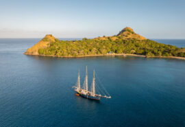 Blue Clipper anchored at Rodney Bay, St Lucia, Caribbean