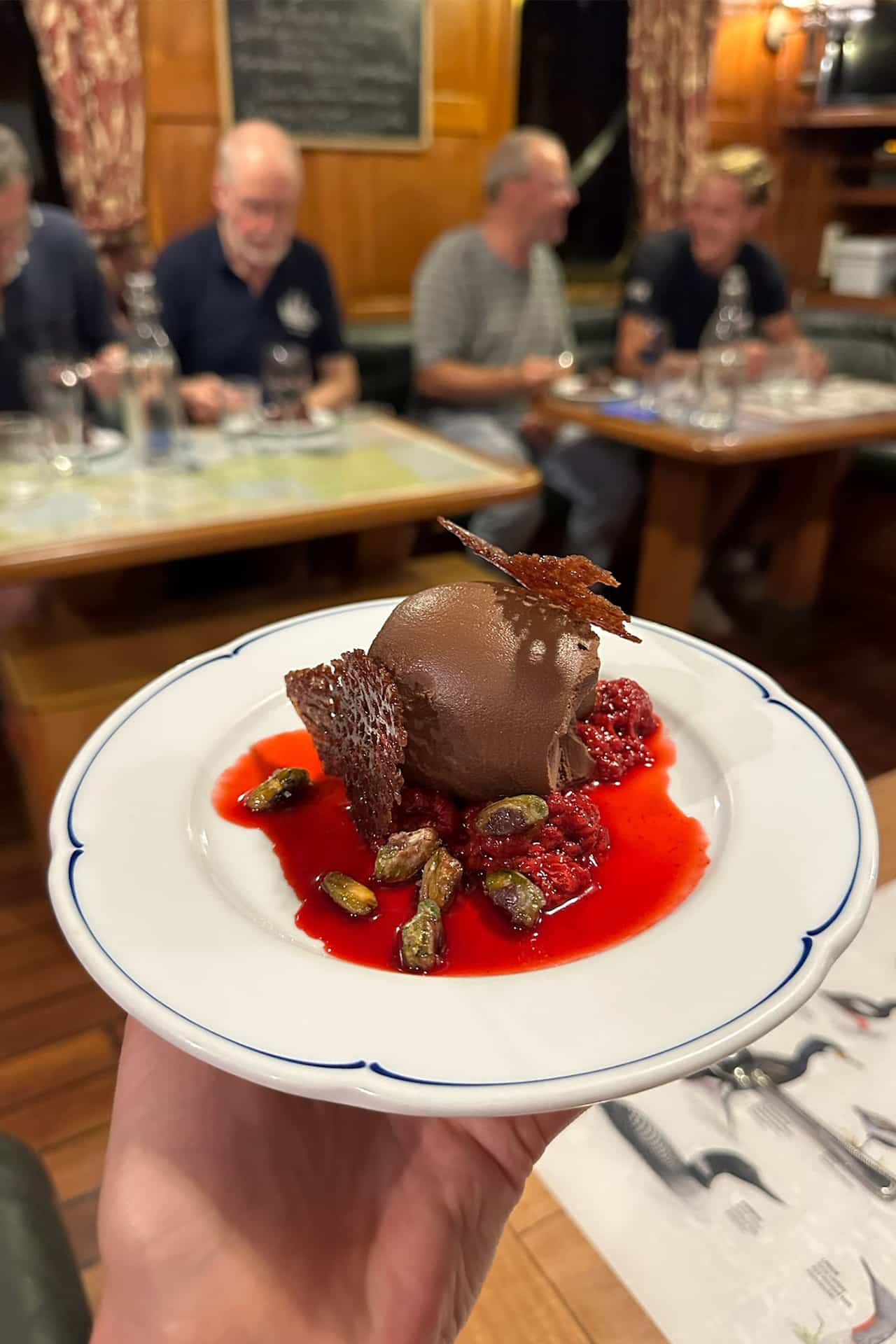 Blue Clipper food on board, pudding interior