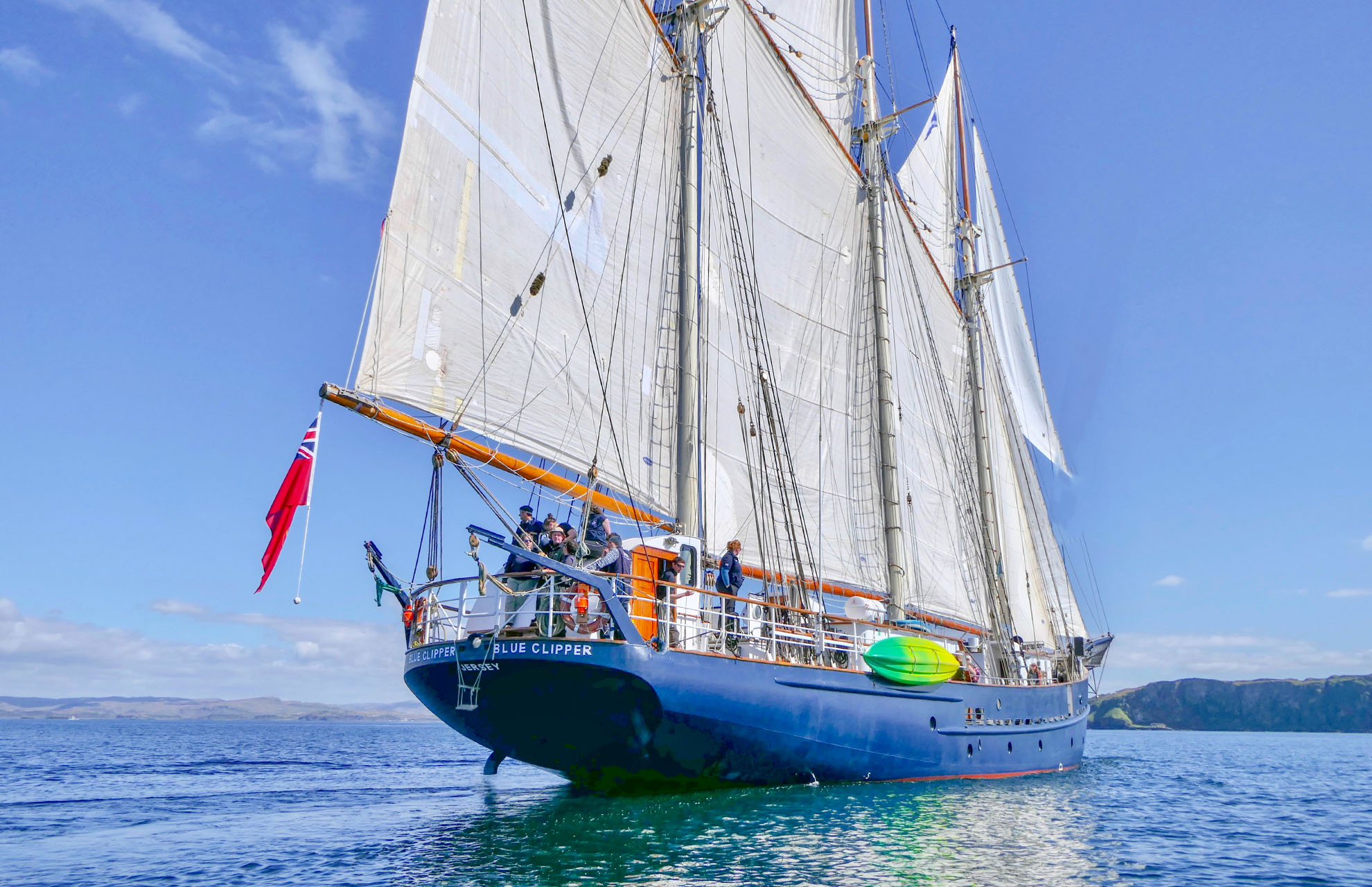Blue Clipper full sails stern scotland