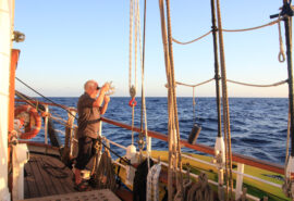 Blue Clipper guest on deck using sexton