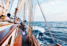 Blue Clipper underway on deck mile builder