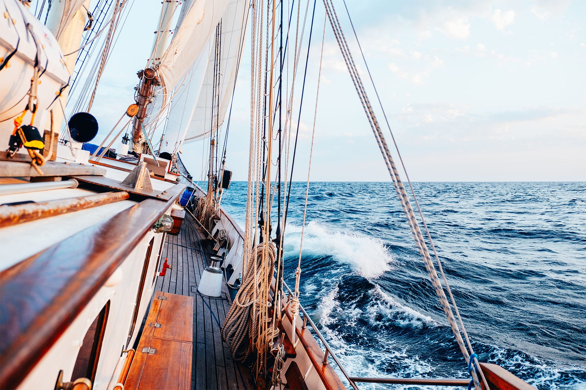 Blue Clipper underway on deck mile builder