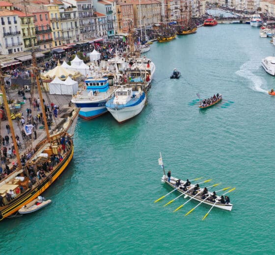 Boats anchored at the escale à sète festival, France