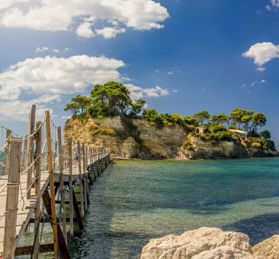 Bridge to island in Zante, Zakynthos, Ionian islands Greece