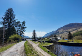 Caledonian Canal view of canal and lochs Great Glen Way Scottish Highlands Scotland