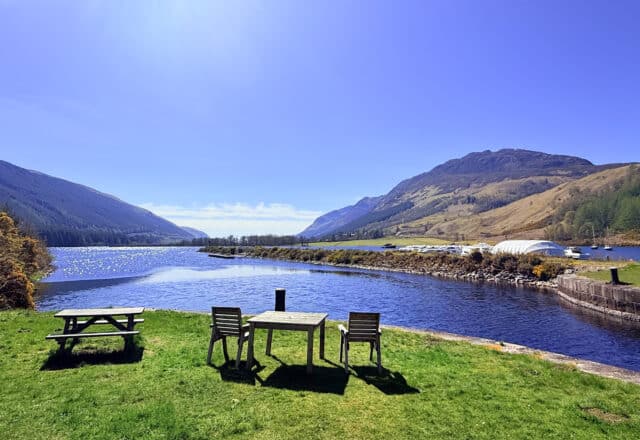 Caledonian Canal view of the Scottish Highlands Loch in Scotland
