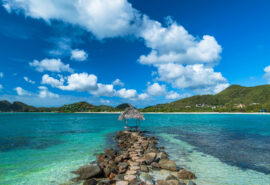 Caribbean, view of deserted island in Antigua and Barbuda