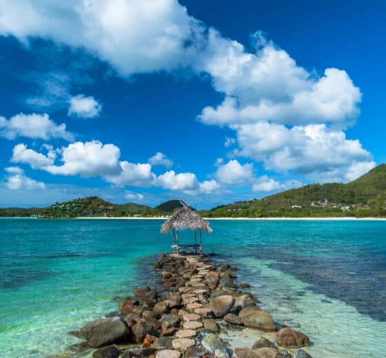 Caribbean, view of deserted island in Antigua and Barbuda