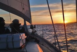 Sunset on board Cherokee sailing holiday
