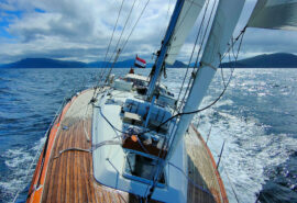 Cherokee on deck sailing in Norway