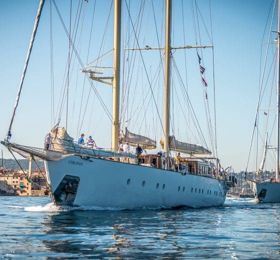 Chronos and Rhea sailing in company, St Tropez regatta