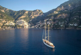 Chronos luxury yacht anchored off the Amalfi coast, Italy