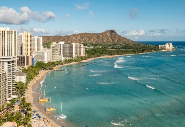 Coastline of Waikiki, Hawaii, Americas, USA