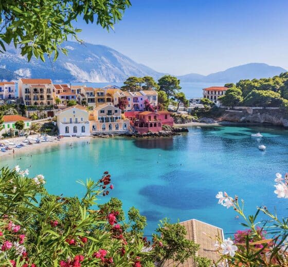 Colorful village of Assos in Kefalonia, Greece, Ionian islands