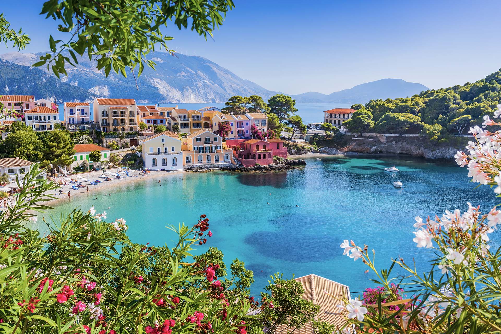Colorful village of Assos in Kefalonia, Greece, Ionian islands