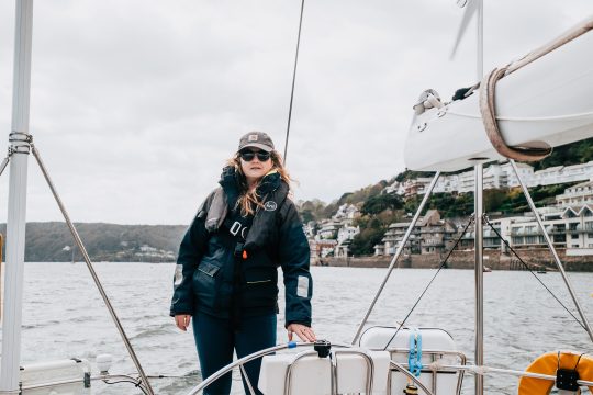 Emma Claire guest onboard in Salcombe bay Devon