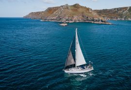 Emma Claire sailing underway along coastline