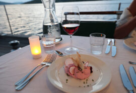 Evening meal dining on deck Kairos SC food onboard
