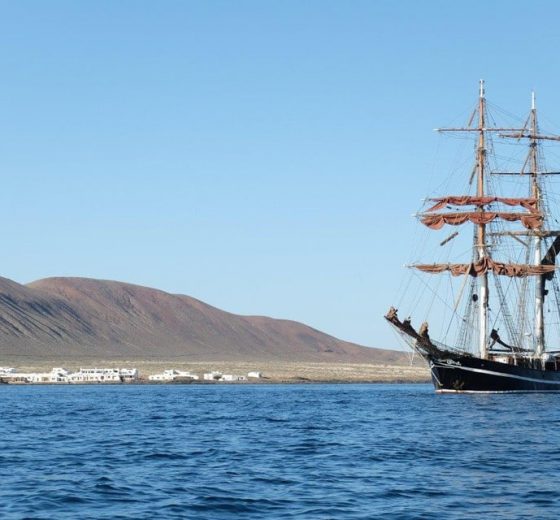 Eye of the Wind anchored in the Caribbean