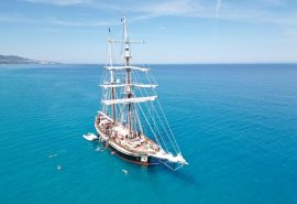 Florette anchored with guests swimming